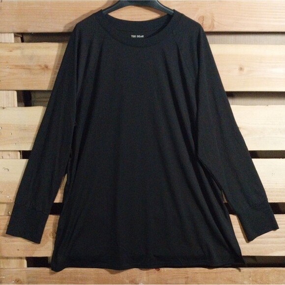 Tek Gear Mens XXL Black Long Sleeve Thermal Shirt Lightweight Pullover Side Vent - Picture 1 of 10